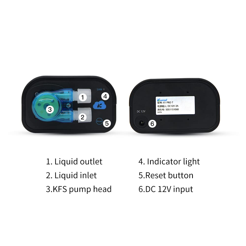 Kamoer X1 PRO T pequeña bomba de calcio Wifi control bajo flujo 70ml/min motor paso a paso programable auto acuario bomba dosificación 12V bomba peristáltica