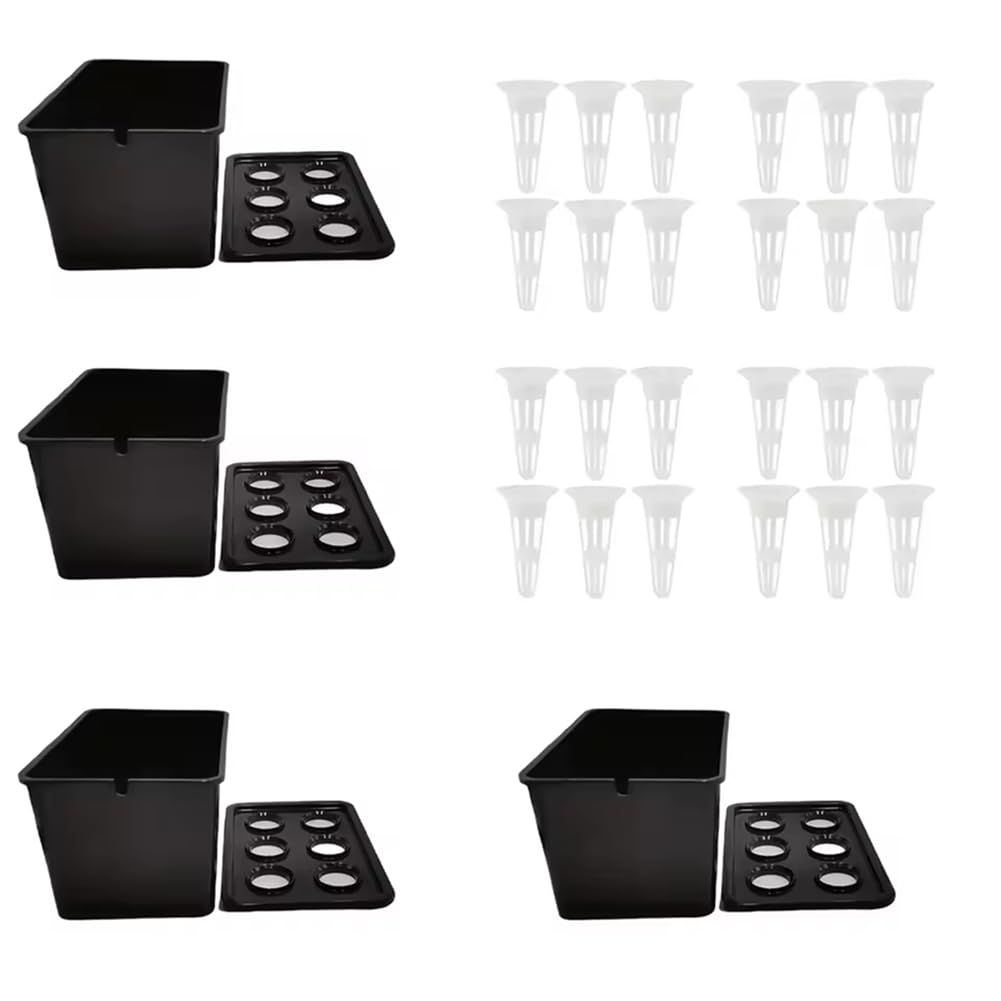 Jnchdghwa Growing Box 4Pcs Nursery Pots Hydroponic System Universal Planting Container for Propagation Plants Vegetable Box Black