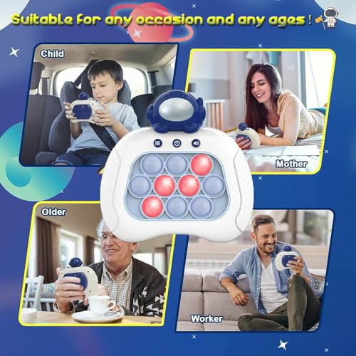 Image of Fast Push Game, Handheld Game Console Fidget Toys Bubble Kids Game, Light up Push Game Kids Toys for Ages 3-12, Handheld Puzzle Game for Kids for Boys Girls (Blue Astronaut)