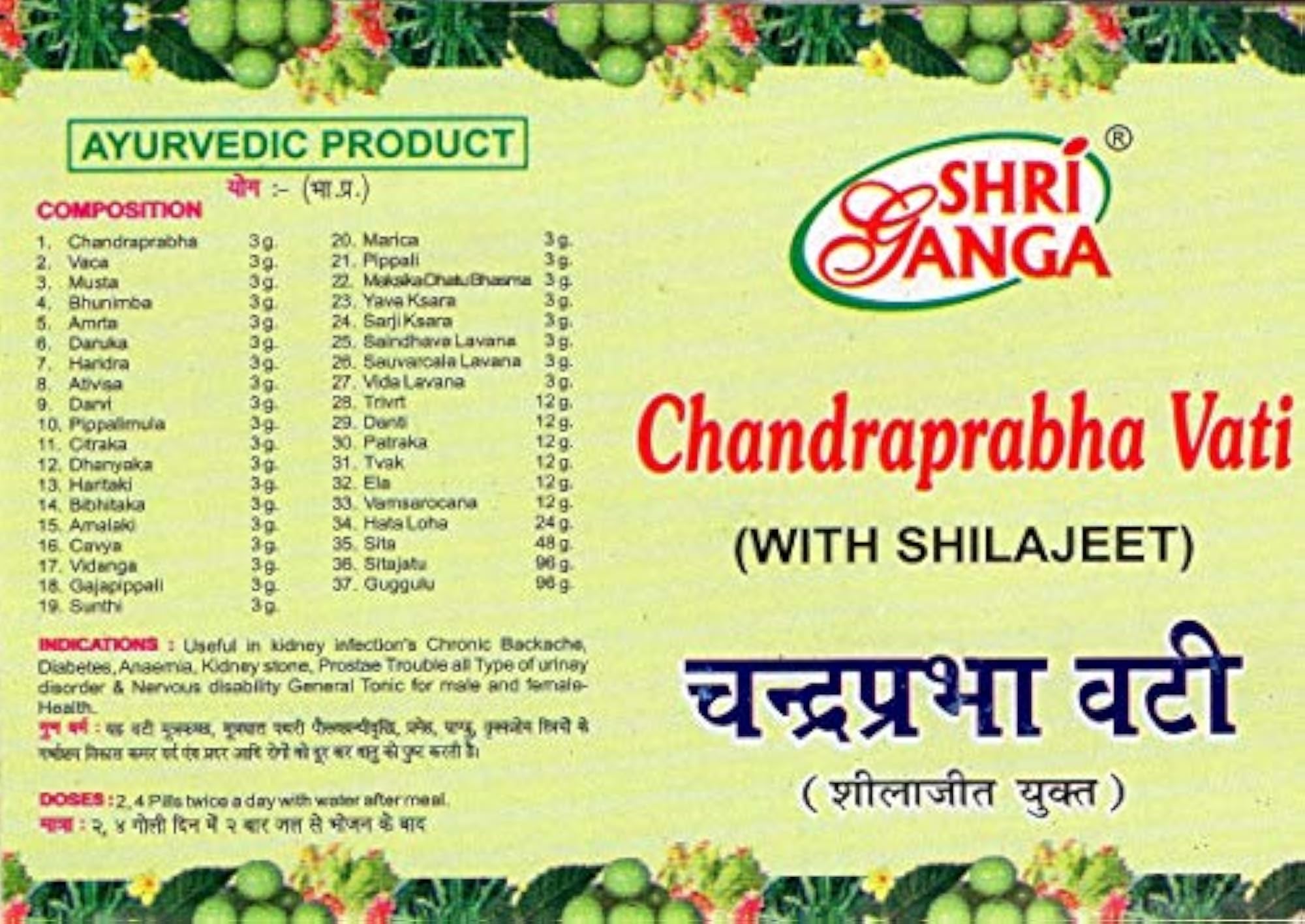 Shri Ganga Chandraprbha Vati, Ayurvedic Health Supplement