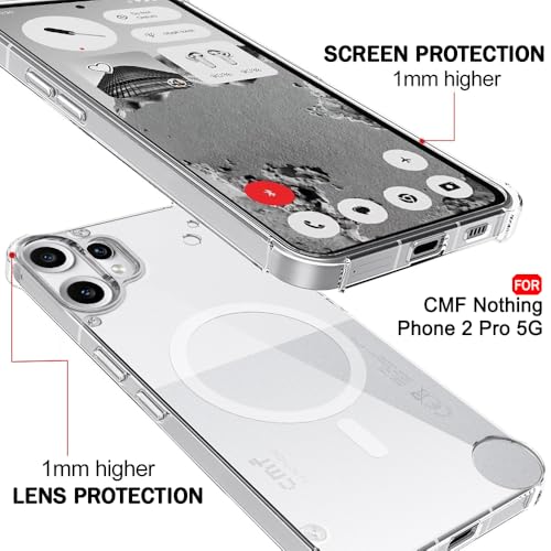 Image of TheGiftKart Shockproof Ultra-Hybrid Back Cover Case for CMF By Nothing Phone 2 Pro 5G Compatible with MagSafe | 360 Protection | Crystal Clear Hard Back Cover Case (PC & TPU, Transparent Bumper)