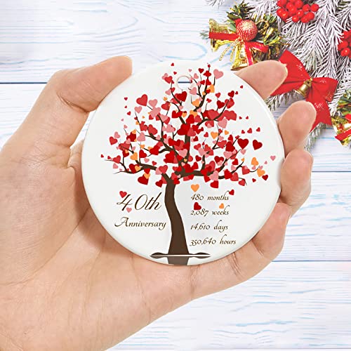 40Th Anniversary Ornament, Gifts For 40Th Wedding Anniversary, 40Th Anniversary Valentines Gifts For Couples,Parents, 2.9" Ceramic 40 Year Anniversary Christmas Ornaments 2023 #TOP1