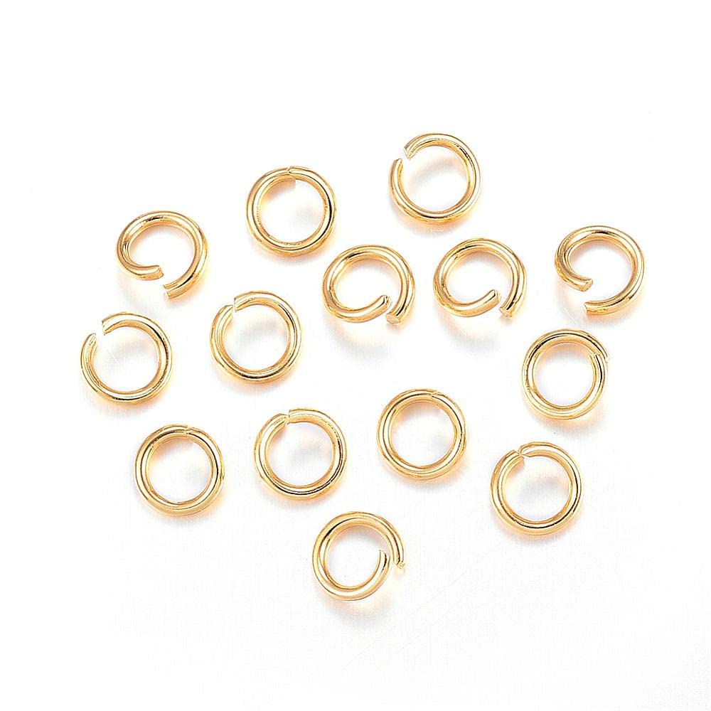 HDSupplies 100 Pieces - 304 Gold Tone Stainless Steel Jump Rings - 6mm - 18 Gauge (1mm Thickness)