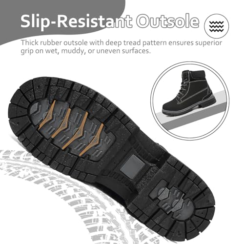 ziitop Women's Combat Ankle Boots Waterproof Fashion Casual Lace Up Low Heel Fall Boots Ladies Anti-Slip Lightweight Outdoor Work Booties4