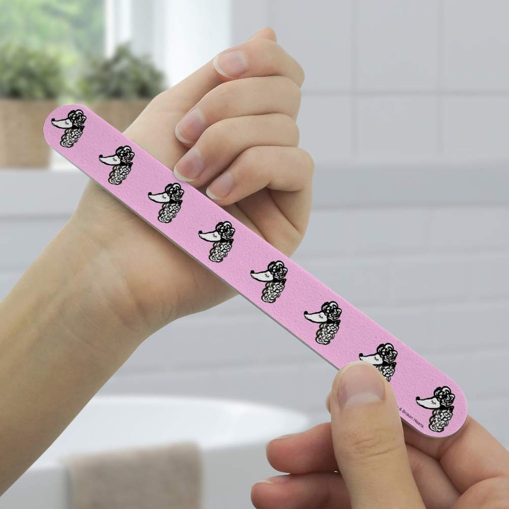 Pretty Poodles Dogs Pattern Double-Sided Nail File Emery Board Set 4 Pack