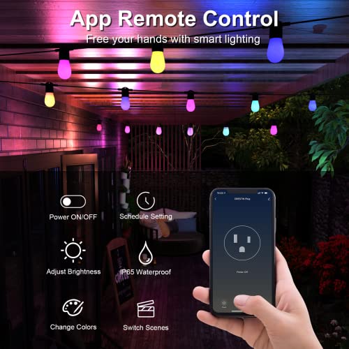 Crestin Smart Outdoor String Lights 48Ft Color Changing Rgbcw Dimmable Patio String Lights With 15 Led Bulbs Ip65 Waterproof, 2.4Ghz Wifi App Control,Work With Alexa&Google Assistant For Yard Party #TOP3