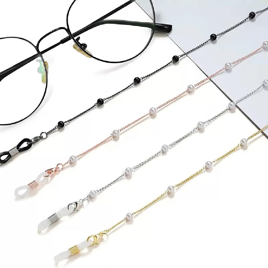 Cadena de Gafas for Colgar en el Cuello, Cadena anticaída for Auriculares, Metal(Svart)