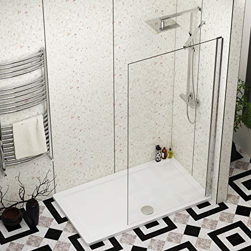 1500 x 900mm Walk in Shower Enclosure with Pearlstone Tray - 900mm Wet Room Shower Screen Easy Clean Glass