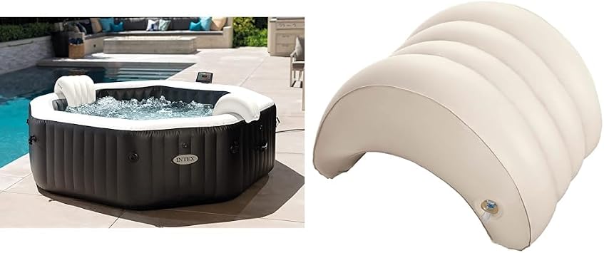 Intex 86IN X86IN X28IN Purespa Jet And Bubble Deluxe Set, Inflated size 218cm x 218cm x 71cm 28462BS & 'PureSpa' Head Rest