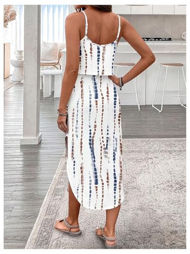 Image of RoseSeek Women's Spaghetti Strap Tie Dye Cami Sun Dress Beach Midi Summer Dresses Resort Wear Vacation Outfits
