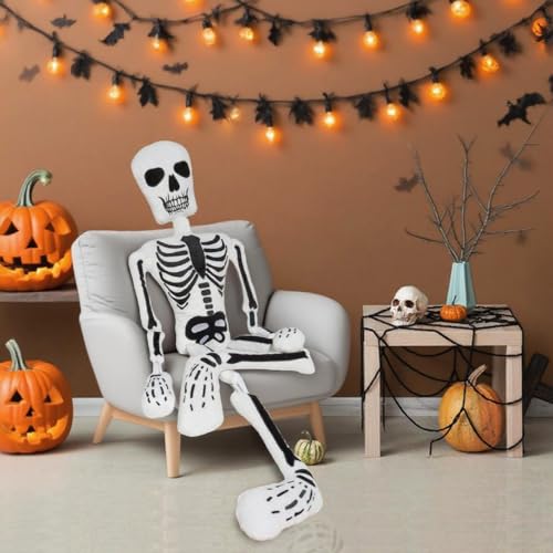 43 Inch Halloween Skeleton Throw Pillow, The Skull Man Plush Life Size, Skull Man Decor Pillow Easter Decorations Indoor for Festive Carnival Party Sofa Bed Office Couch
