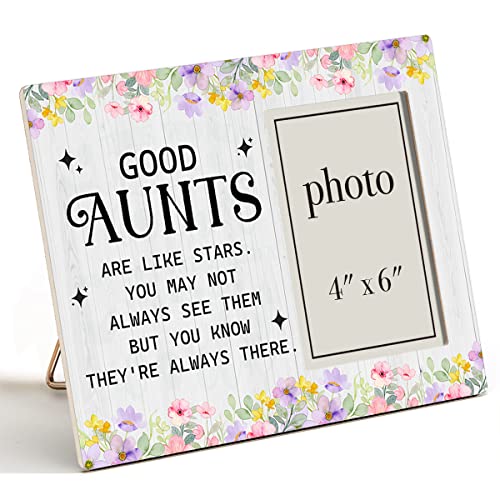 Zauly Aunt Auntie Gift Wooden Picture Frame, Good Aunts Are Like Stars Wood Photo Frame Gifts Idea, Tabletop & Wall Mounting, 4X6 Inch Photo #TOP2