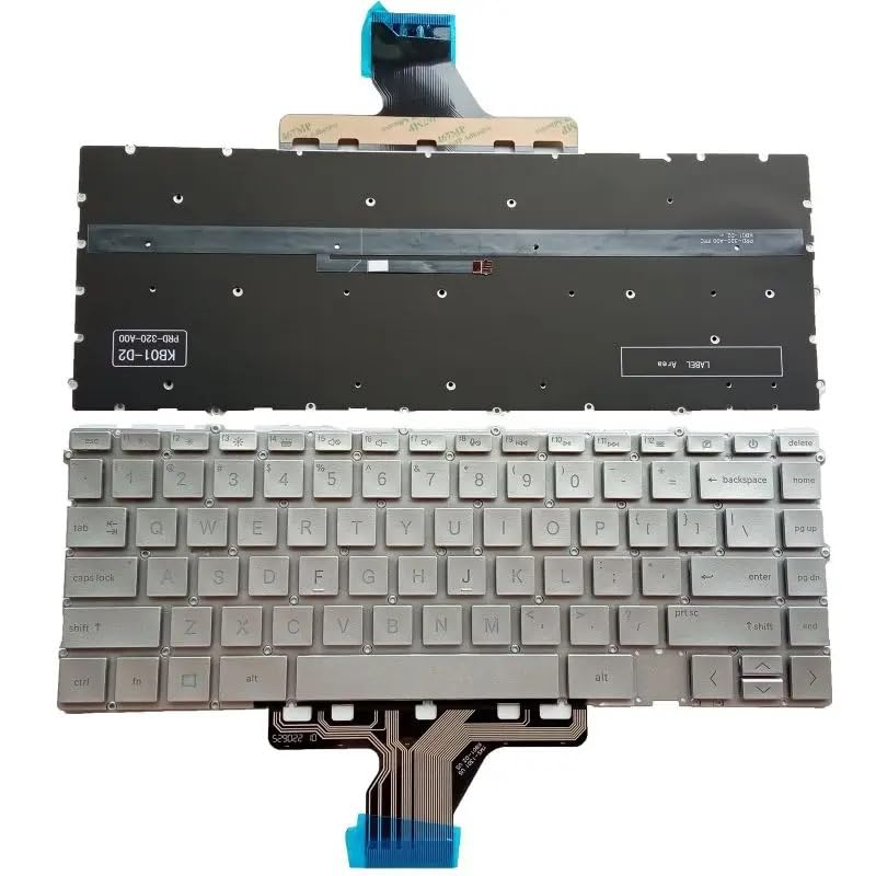 Clavier rétroéclairé US argent HP Envy 13-AY frappe fluide et nocturne
