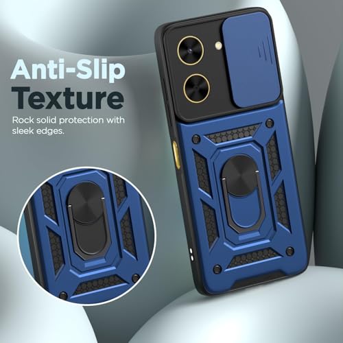 Image of Luxe Back Cover for Redmi A5 / Poco C71 | D10 Tough Armor Case | Sliding Camera Shield | 360 Protection | Kickstand Ring Holder | Military-Grade Shockproof Bumper Case