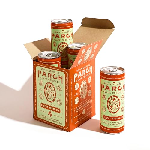 Image of PARCH Desert Margarita Agave Mocktail (8.4 oz 8 Pack) - 100% Vegan Canned Drinks made with Organic Agave, Herbal Adaptogens & Desert Botanicals
