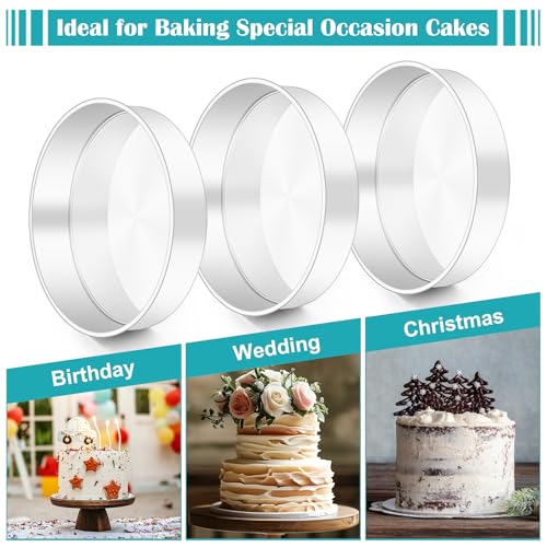 HaWare Cake Tin Set of 3, 7 inch Stainless Steel Round Cake Pan for Baking Roasting Serving, Layer Cake Tin for Birthday Wedding, Healthy & Non-Toxic, Mirror Polished & Dishwasher Safe (18cm) - Image 6