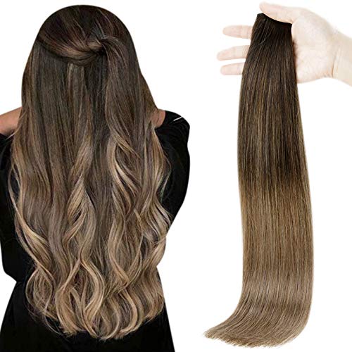 Tape in Hair Extensions 14 Inch Color 2 Darkest Brown Fading to 8 Ash Brown Seamless Hair Extensions Human Hair 25 Gram 10Pcs Brazilian Tape in Hair Extensions