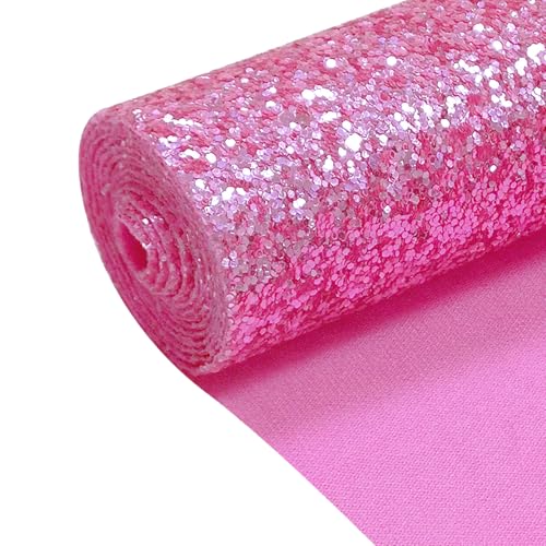 Image of Hot Pink Chunky Glitter Faux Leather Fabric Roll 12 x 52 Inch, Sparkly Valentine's Day Material for Crafting Bows and Earrings (17032#6)