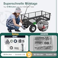 Sekey Bollerwagen Gartenwagen Titan 350KG Tragkraft mit Vollgummi-Luftreifen – Ansicht 3