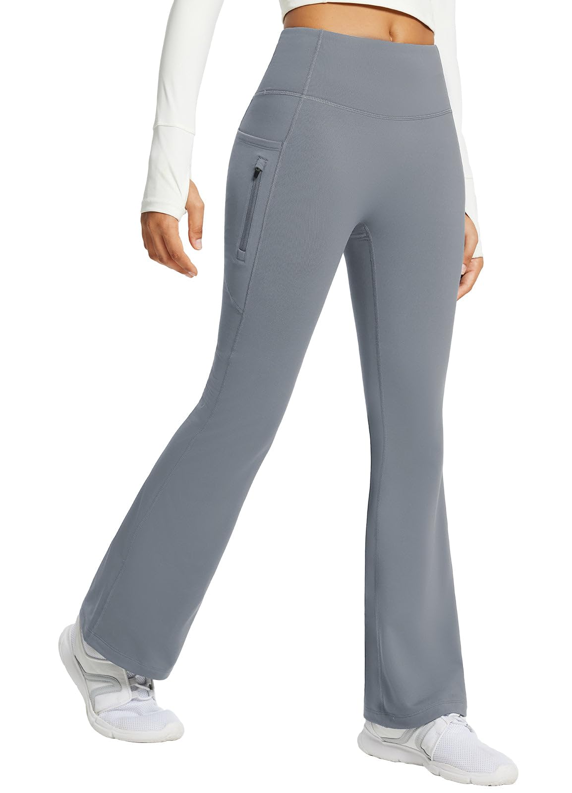 baleaf Women's Fleece Lined Pants Water Resistant Winter Thermal Warm Flare Leggings Bell Bottom Yoga Pants with Pockets