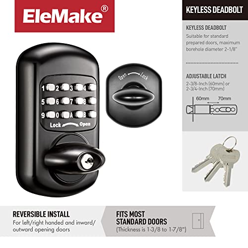 Bravex Keyless Deadbolt Keypad Entry Door Lock Zinc Alloy Sabbath Lock 100% Mechanical Shabbos Lock- No Risk Of Low Power, Black #TOP5