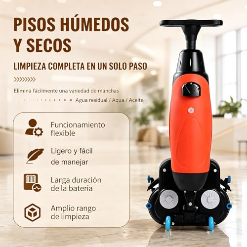 Miniatura 2 de Máquina Fregadora Y Lavadora De Pisos Comercial, Ancho De Limpieza De 43 Cm 17 , Para La Limpieza De Grandes Superficies En Diversos Tipos De Pisos, Cobertura De 1200 M Hora Blanco-220v