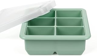 haakaa Breastmilk Baby Food Mold,Baby Fresh Food Freezer Tray with Lid, Perfect for Homemade Baby Food, Vegetable & Fruit Purees,6 Compartment,Green