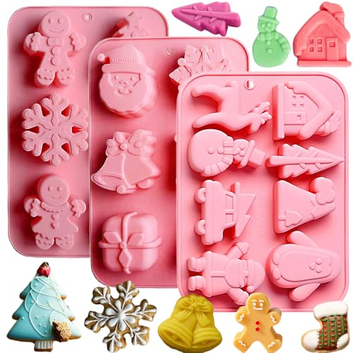 Consejos para Comprar Copos de nieve de silicon que Puedes Comprar On-line. 47 Moldes de silicona de Navidad para hornear, paquete de 3 moldes de silicona para árbol de Navidad, moldes de jabón, dulces para chocolate, muñeco de nieve, jengibre, gelatina,...