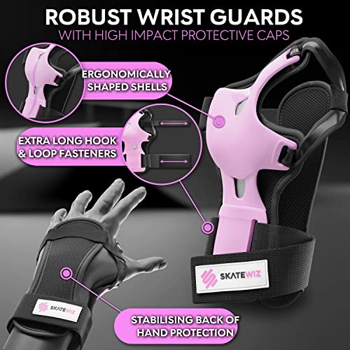 Skatewiz Skating Protective Gear Adult - Impact Size M In Pink Black - Skateboard Pads Knee Elbow Pads Adult - Skating Longboard Accessories - Knee Pads For Women Roller Skating #TOP3