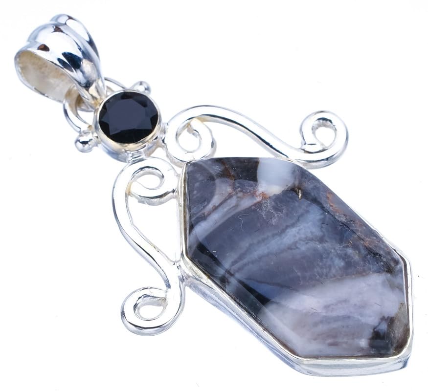 Pendentif Pinolith Jaspe Onyx Noir StarGems en Argent 925 pour exprimer votre unicité