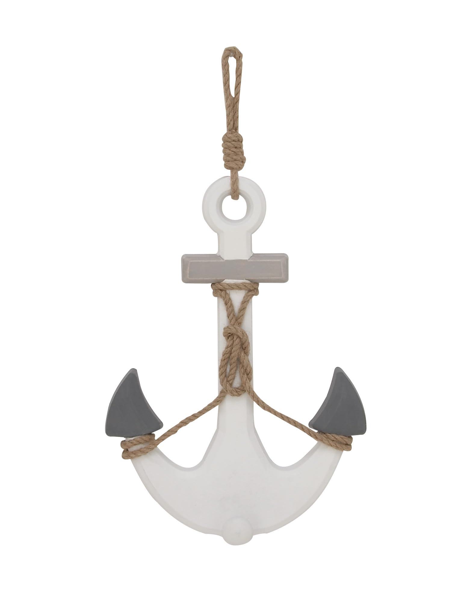 Deco 79 Wood Anchor Wall Decor with Hanging Rope, 12" x 1" x 23", White