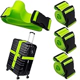 4-Pack Heavy Duty Luggage Straps - Adjustable Securing Belts for Suitcases, TSA Approved Travel Essentials (2" x 78.7") - Neon Green