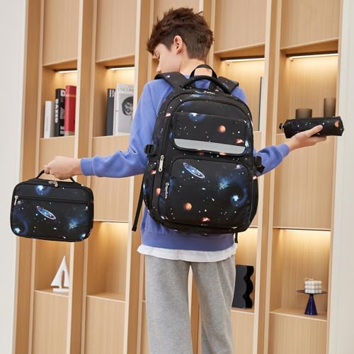 Sugaroom 3pcs Galaxy Backpack for Boys with Lunch Box Kids School Bags Lightweight Bookbags Teens Boys Backpacks for Elementary Middle School2