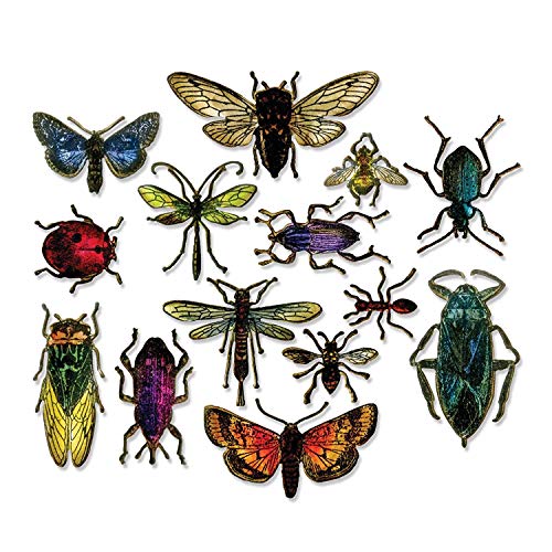Tim Holtz Entomology - Stampers Anonymous Cling Stamps and Sizzix Framelits Die Set - Two Item Bundle