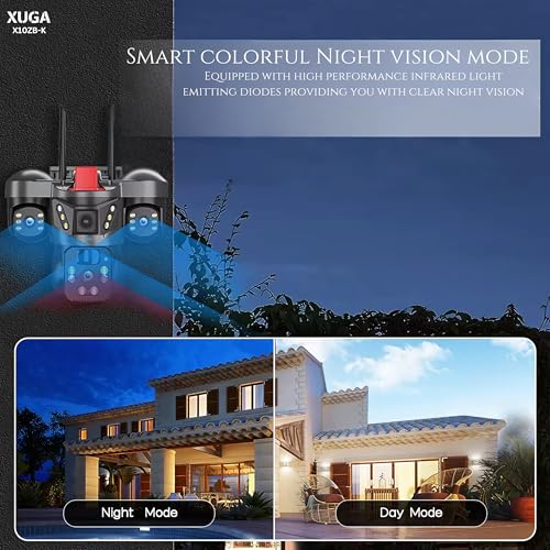 Image of XUGA - Cybernautt X10ZB-K 12MP 3 Lens PTZ 4G Sim Wireless Outdoor CCTV Camera with Three Side View | 360 | Motion Detection| Siren Alarm| Outdoor | Gym | Farm | Home | Use Air-tel 4G Sim