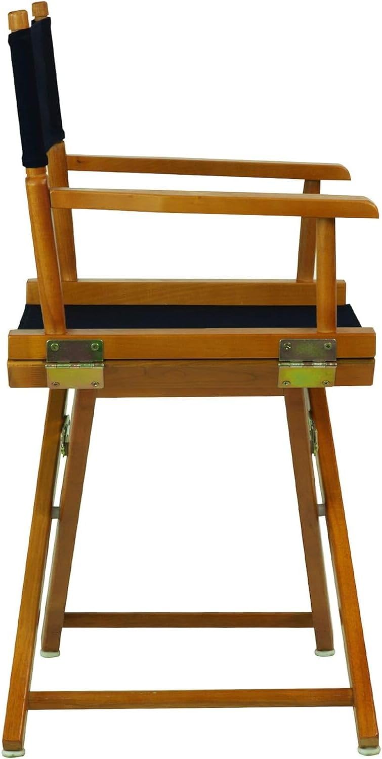 Antique 18" Director's Chair Solid Wood Folding Chair with Armrests, Canvas Seat, Compact Foldable Frame, 33.75 x 21.75 x 16 in, 18 in Seat Height, Weighs 10 lb Navy blue/18-Inch Honey Oak