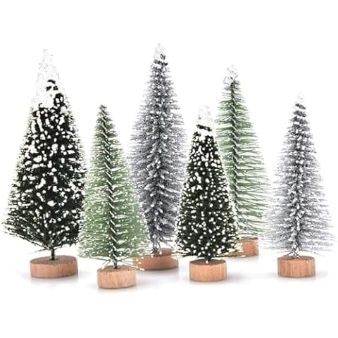HAOWANWW Mini Christmas Trees Set with Snow Cover