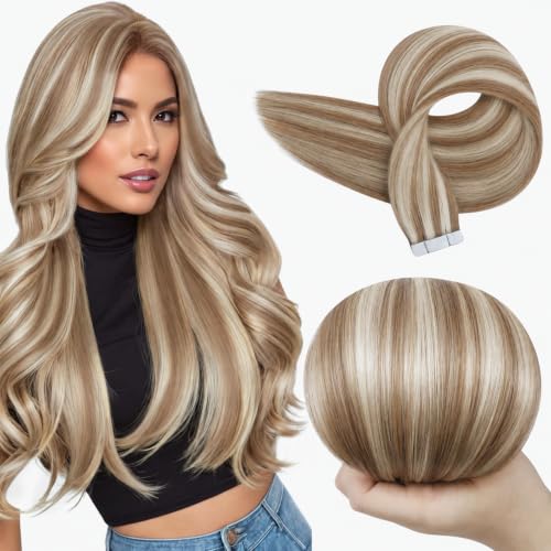 Full Shine Tape In Hair Extensions, Golden Blonde 14 Inch