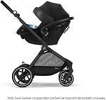 Cybex EOS 5-in-1 Travel Stroller + Aton 2 Infant Car Seat with SensorSafe & Load Leg – Converts from Carriage to Reversible Toddler Seat, Travel System Ready, Lightweight & Comfortable, Black/Black