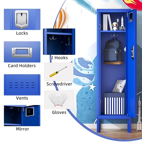 Image of BUTISOW Metal Cabinet Home Office Storage,Lockers,Lockable Employees Metal Locker with Door,54 inch Height Steel Locker,Lockable Steel Locker for Gym,School,Home,Office,Garage,Assembly Required