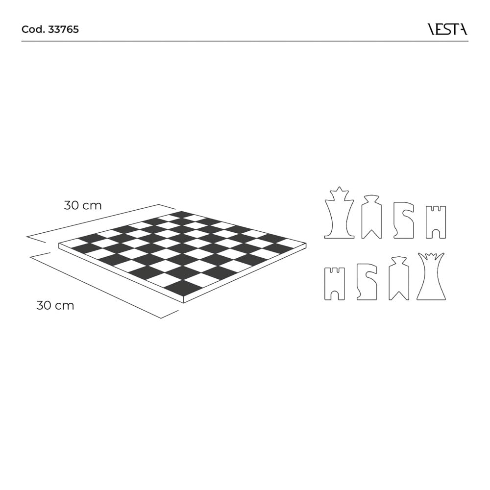 Schach- und Damenset - Schachbrett und Spielsteine enthalten - Weiß und Schwarz - Acrylglas Siebdruck - 30 x 30 cm - Geschenkidee - Made in Italy