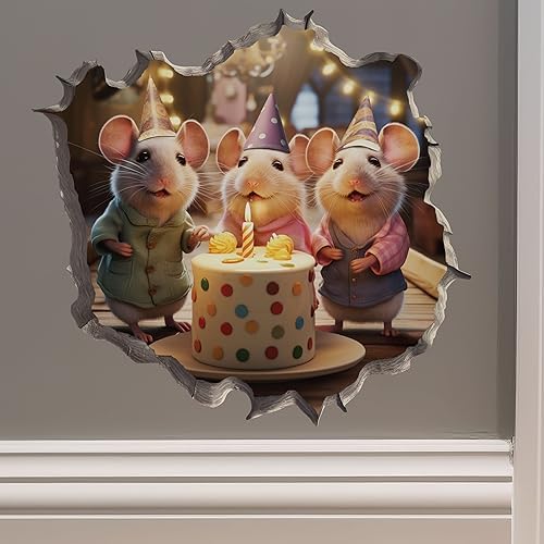 Wizard Mouse In Mouse Hole Wall Decal – 3D Peel & Stick Wall Sticker, 5x5.5 Inches, USA Made