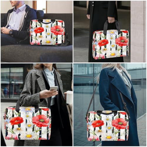 Laptop Bag Daisy Poppy Flower Stripes Laptop Case miniatura 2