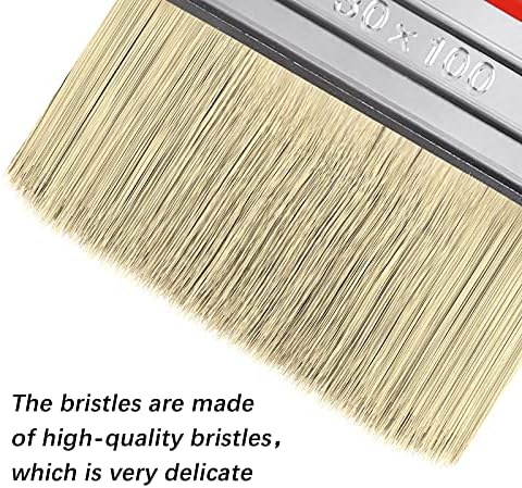 URATOT 4 Pack Red Decking Paint Brush Fence Brush Set for Wood Timber Block Paintbrush 70mm 100 mm 120 mm 140 mm for All Types of Painting Jobs