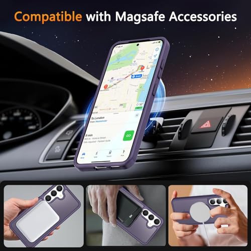 Image of Elzzi Magnetic Guard Designed for Samsung S23 5G Case Translucent Matte Hard PC + TPU Back Cover [Compatible with MagSafe] Anti-Scratch Phone Case (Deep Purple)