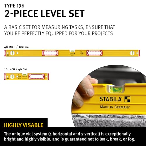 Image of STABILA Type 196 Heavy Duty Level Set, 48 inch and 16 inch, Cat. Number 37816