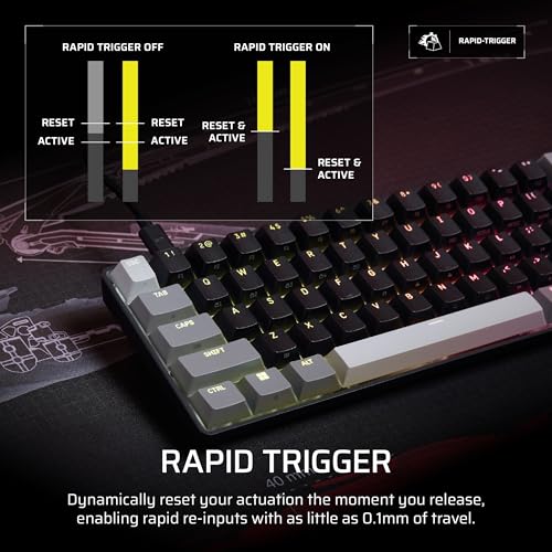 Image of Corsair Clipper PRO MINI 60 Hall Effect Gaming Keyboard - US QWERTY - Black | SOCD, Rapid Trigger, 8000Hz, Adjustable Actuation, IP57 Water & Dust, PBT Double Shot, Wired, RGB, FPS, for Windows PC & Mac