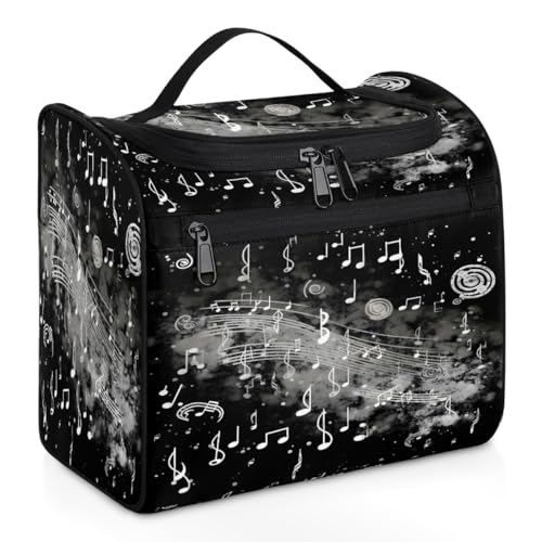 Woltant Vintage Musical Large Waterproof Travel Toiletry Bag Hanging Makeup Bag with Hook Travel Wash Bag for Women and Men