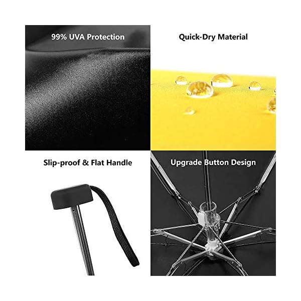 TOPTIE Mini Windproof Travel Umbrella, Compact Sun & Rain Umbrella with UV Protection - Image 5
