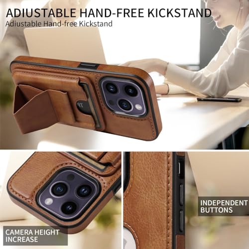 Couverture en cuir PU marron LVTFCO haut de gamme pour support iPhone 14 Plus - 6